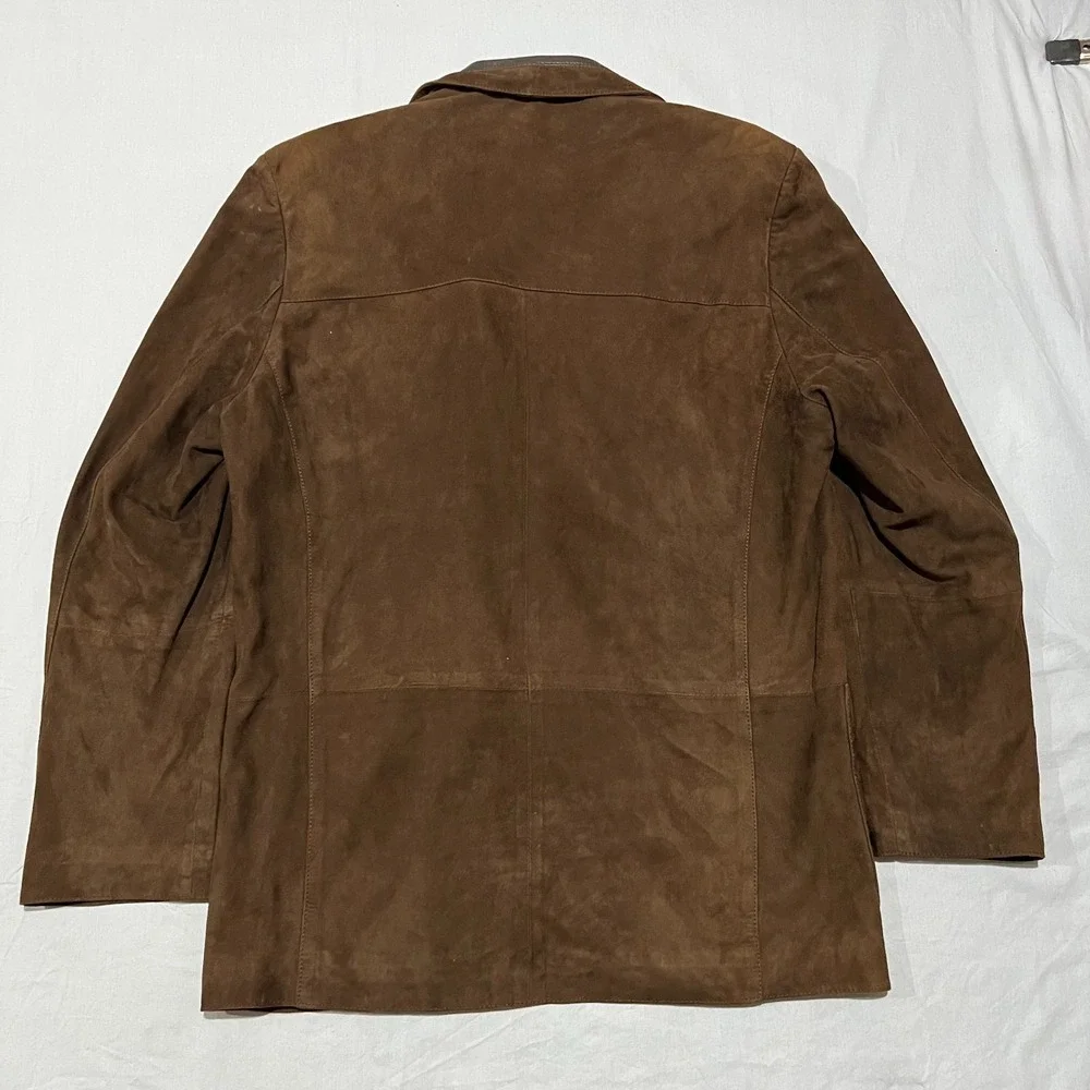 Moreschi Mens Brown Suede Single Breasted Notched Blazer Jacket Coat Spain 52